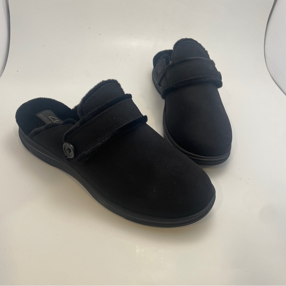 Clarks Cloudsteppers Breeze Cross Black Comfort Shoes Mules Women Size 8 W Flat